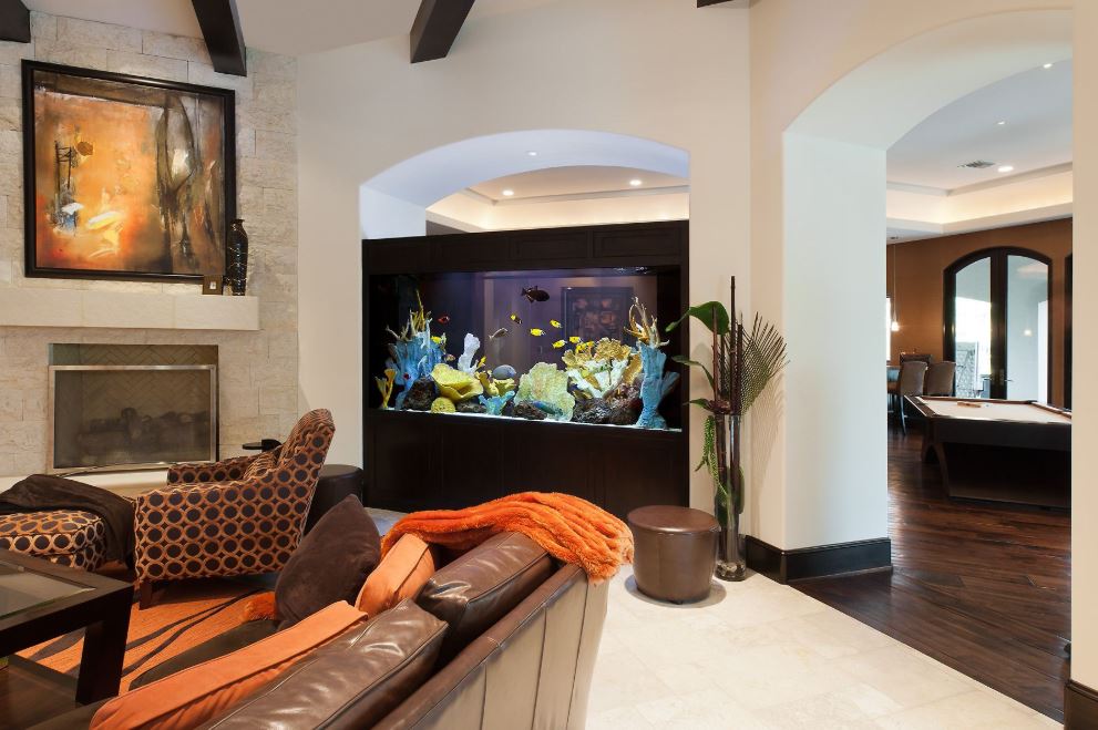 Fish-only saltwater aquarium with rockwork