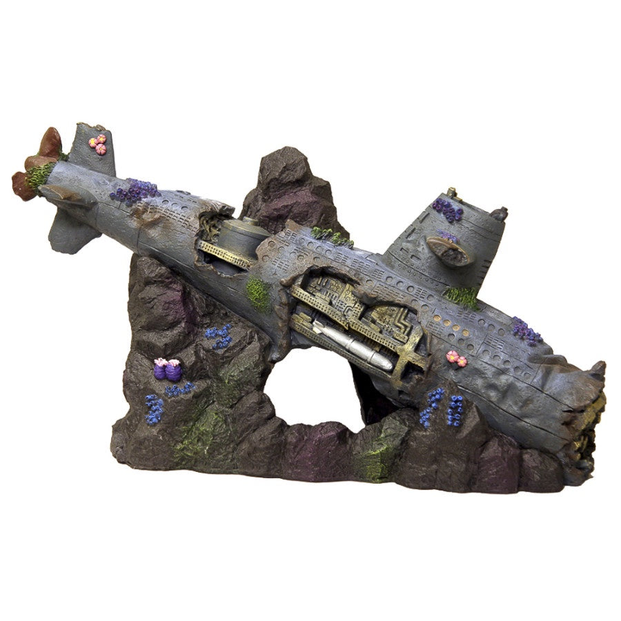 betta fish tank accessory submarine Sunken Submarine Aquarium Ornament Brown/Grey, 1ea/12 in, LG – Nature Aquariums USA